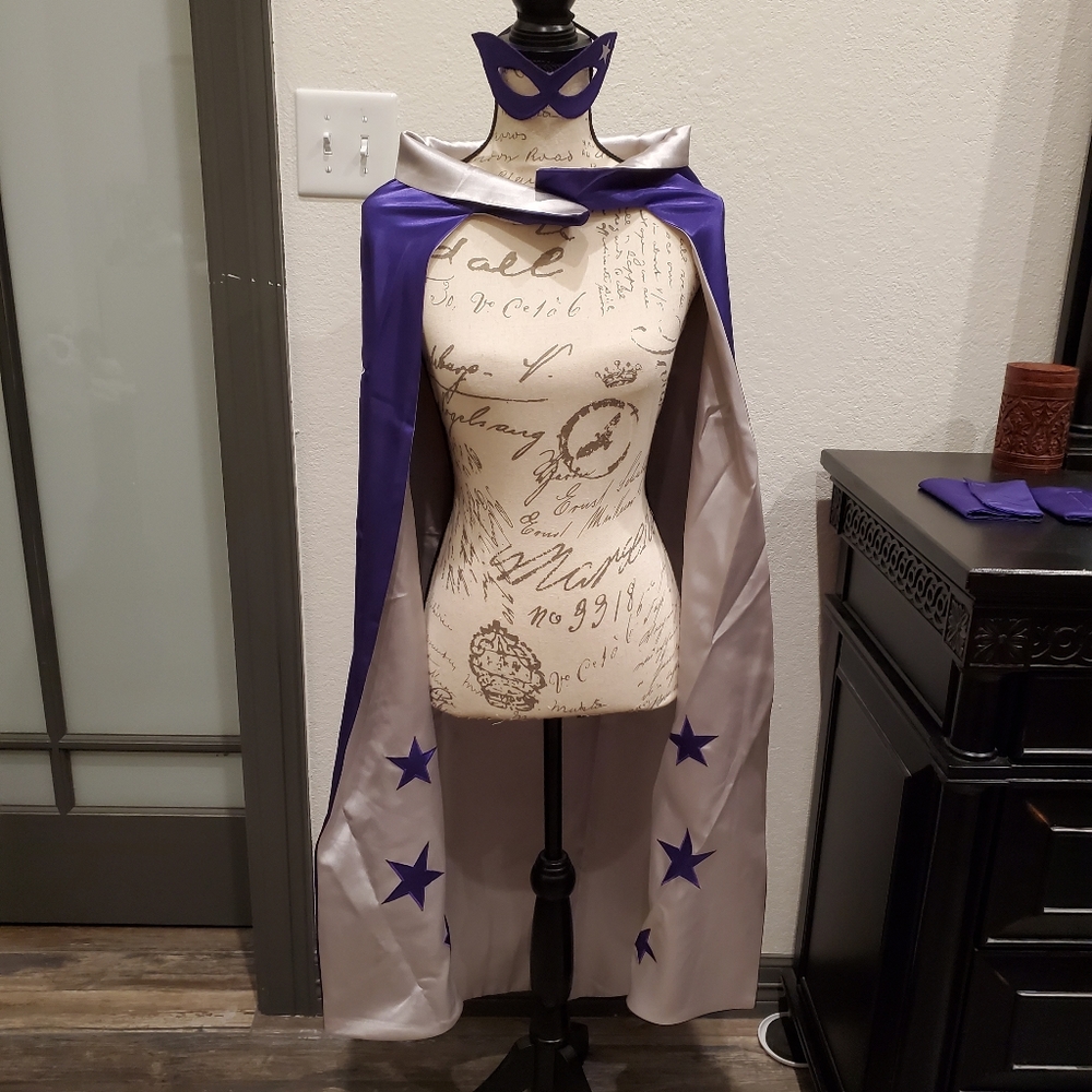 Superhero Costume with Mask, Cape, Wrist Cuffs